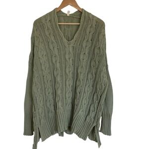 Wishlist Womens Tunic Cable‎ Knit Sweater Size M/L Sage Green Slouchy Comfy